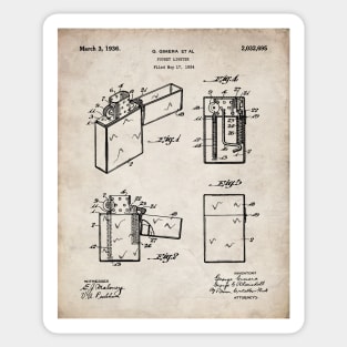 Zippo Lighter Patent - Smoking Smoker Smoke Vape Shop Art - Antique Sticker